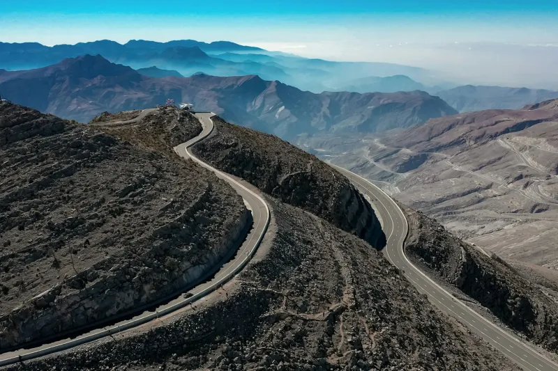Winding mountain road up Jebel Jais in Ras Al Khaimah